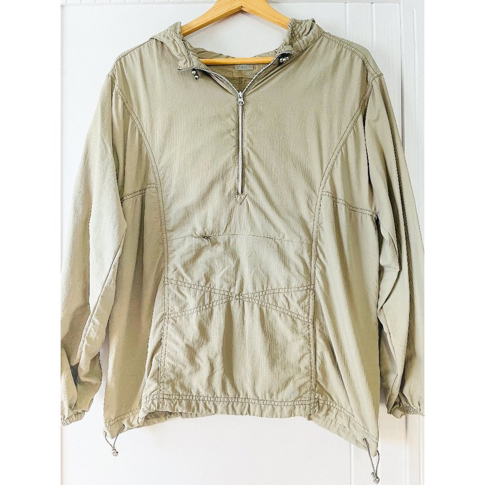 Athleta Womens Lightweight Windbreaker Hoodie Jacket Size S Beige